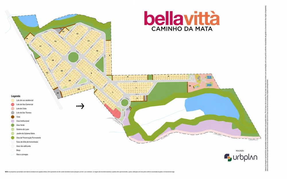 Planta do loteamento Bella Vittà Caminho da Mata em Caçapava-SP